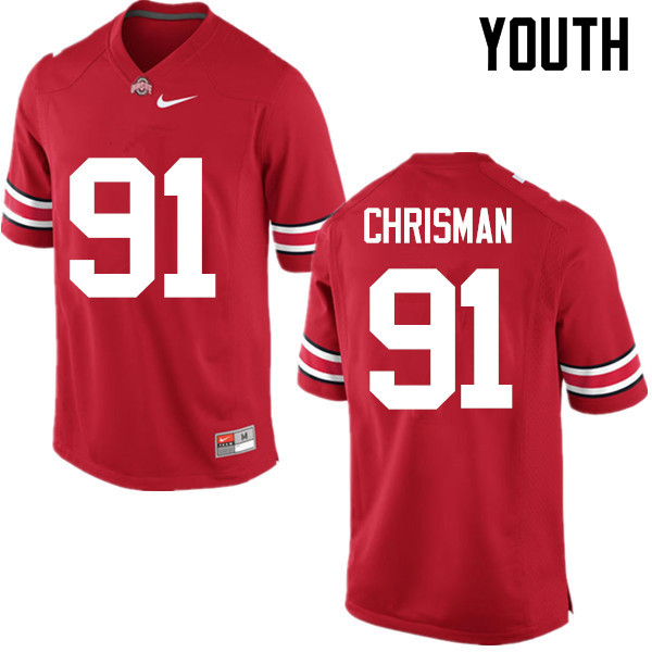 Ohio State Buckeyes Drue Chrisman Youth #91 Red Game Stitched College Football Jersey